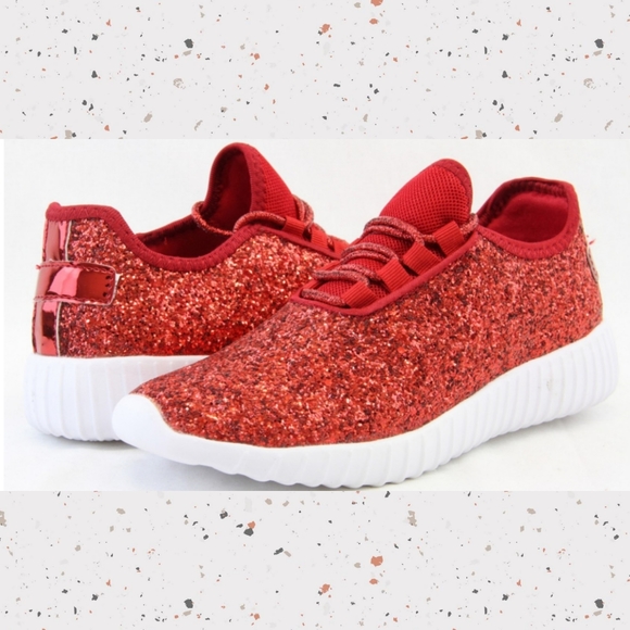 Shoes - 🎉❤Cherry Red Glitter Sneakers❤🎉